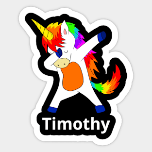 Timothy First Name Personalized Dabbing Unicorn Sticker